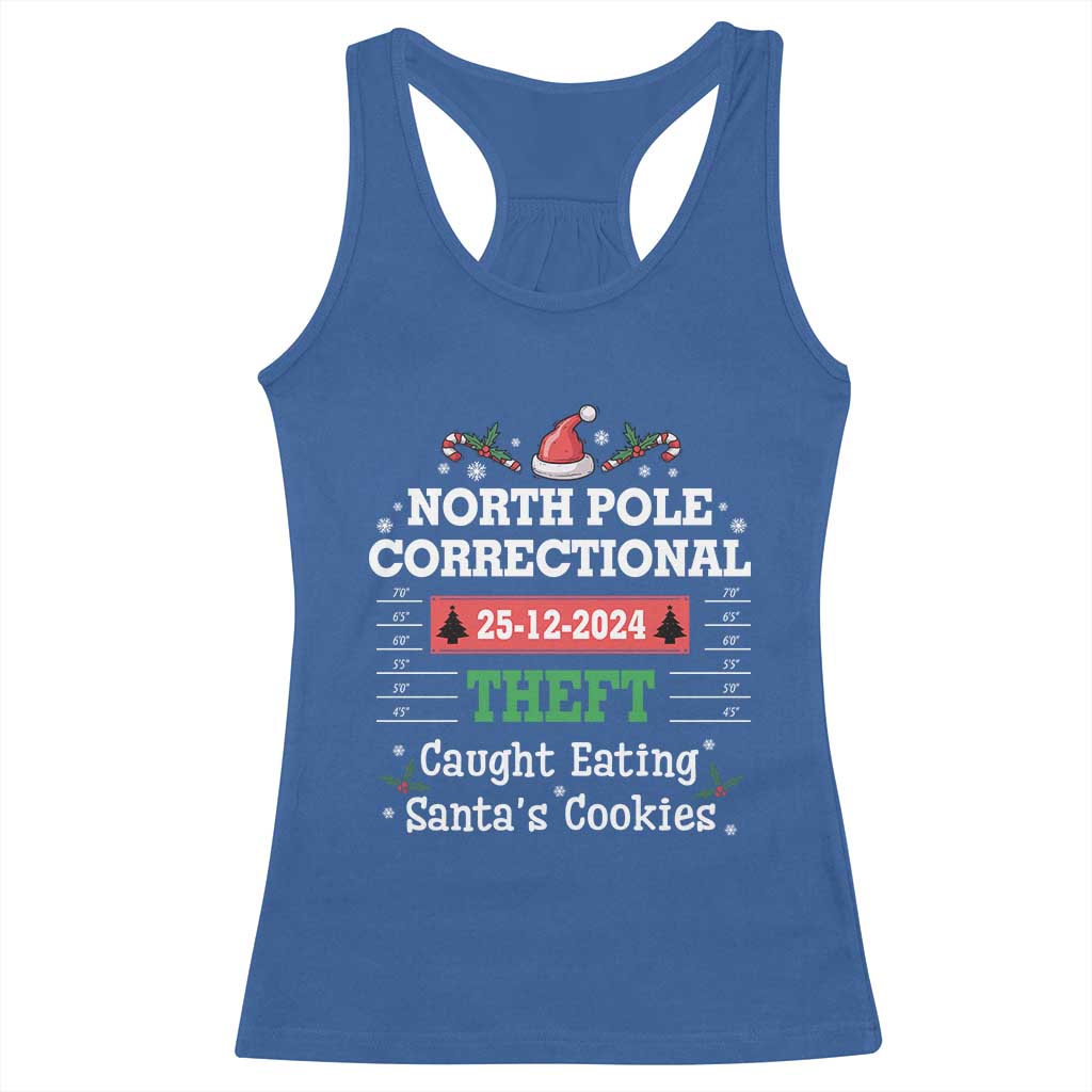 Funny Christmas Family Matching Racerback Tank Top North Pole Correctional Theft TS09 Royal Blue Print Your Wear
