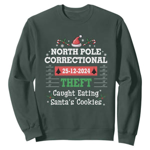 Funny Christmas Family Matching Sweatshirt North Pole Correctional Theft TS09 Dark Forest Green Print Your Wear