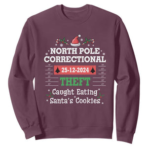 Funny Christmas Family Matching Sweatshirt North Pole Correctional Theft TS09 Maroon Print Your Wear