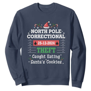 Funny Christmas Family Matching Sweatshirt North Pole Correctional Theft TS09 Navy Print Your Wear