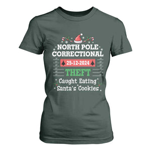 Funny Christmas Family Matching T Shirt For Women North Pole Correctional Theft TS09 Dark Forest Green Print Your Wear