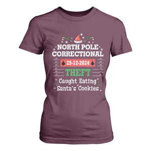 Funny Christmas Family Matching T Shirt For Women North Pole Correctional Theft TS09 Maroon Print Your Wear