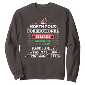 Funny Christmas Family Matching Sweatshirt North Pole Correctional Disturbing The Peace TS09 Dark Chocolate Print Your Wear