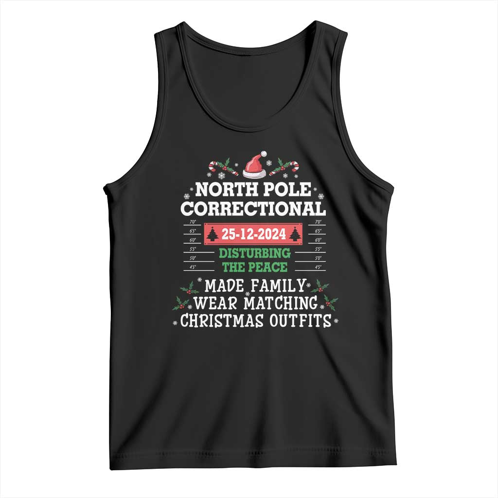 Funny Christmas Family Matching Tank Top North Pole Correctional Disturbing The Peace TS09 Black Print Your Wear