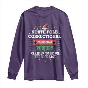 Funny Christmas Family Matching Long Sleeve Shirt North Pole Correctional Perjury TS09 Purple Print Your Wear