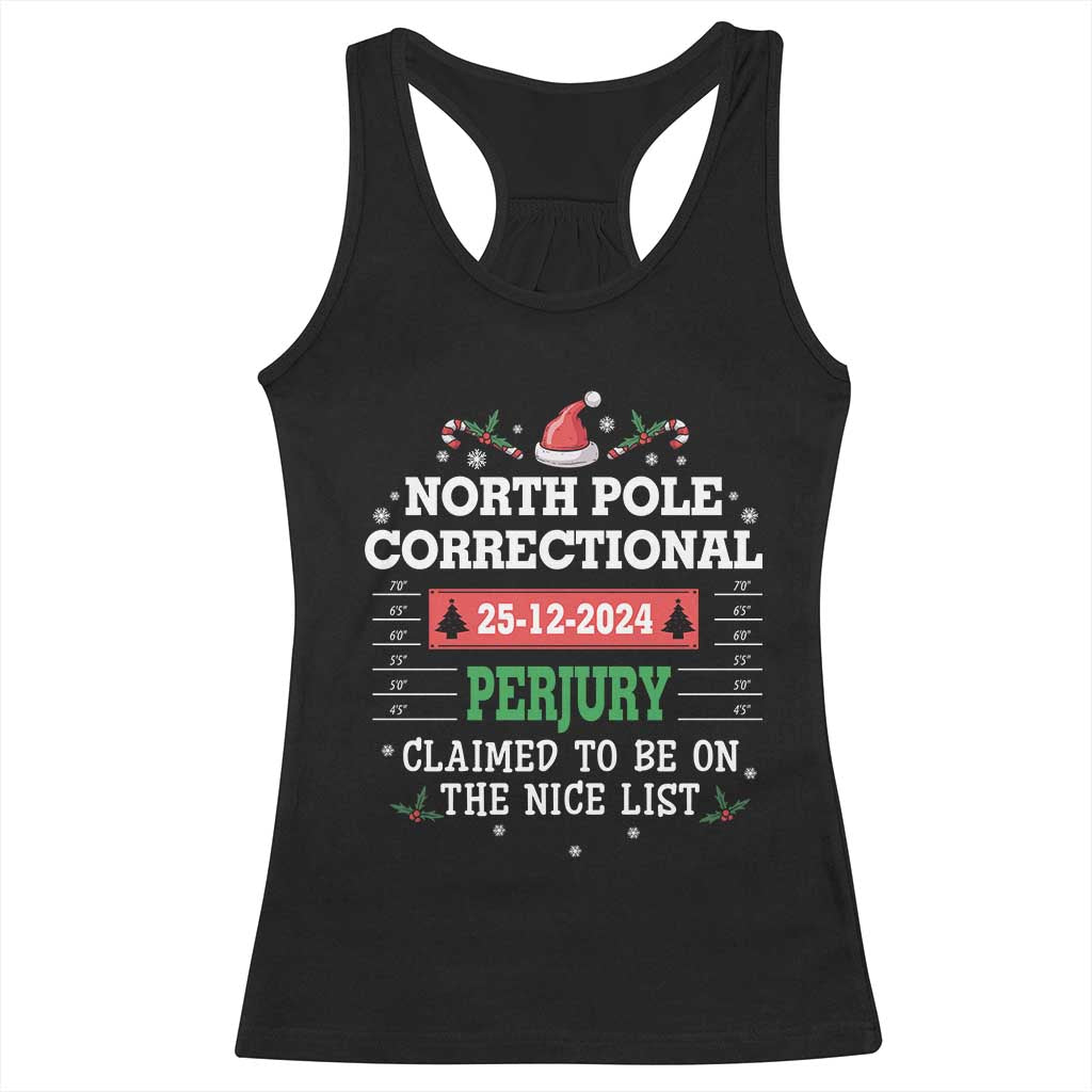 Funny Christmas Family Matching Racerback Tank Top North Pole Correctional Perjury TS09 Black Print Your Wear