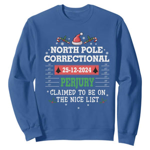 Funny Christmas Family Matching Sweatshirt North Pole Correctional Perjury TS09 Royal Blue Print Your Wear