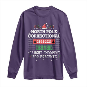 Funny Christmas Family Matching Long Sleeve Shirt North Pole Correctional Trespassing TS09 Purple Print Your Wear