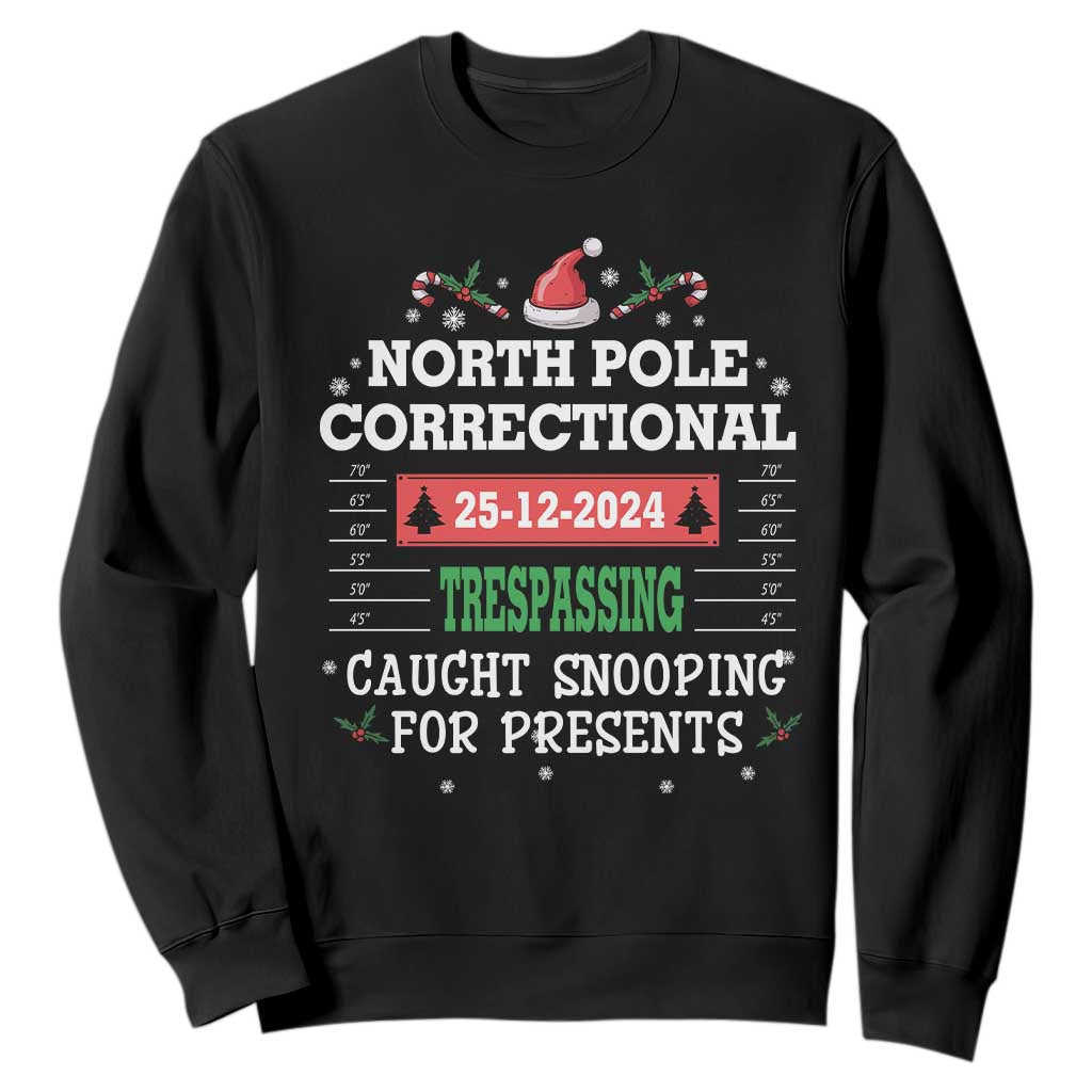 Funny Christmas Family Matching Sweatshirt North Pole Correctional Trespassing TS09 Black Print Your Wear