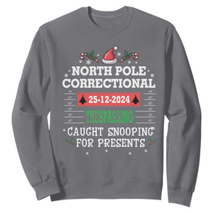 Funny Christmas Family Matching Sweatshirt North Pole Correctional Trespassing TS09 Charcoal Print Your Wear