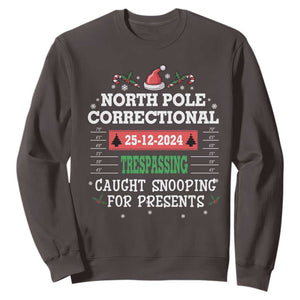 Funny Christmas Family Matching Sweatshirt North Pole Correctional Trespassing TS09 Dark Chocolate Print Your Wear