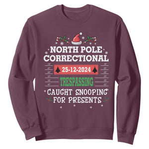 Funny Christmas Family Matching Sweatshirt North Pole Correctional Trespassing TS09 Maroon Print Your Wear