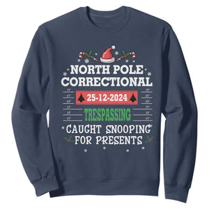 Funny Christmas Family Matching Sweatshirt North Pole Correctional Trespassing TS09 Navy Print Your Wear