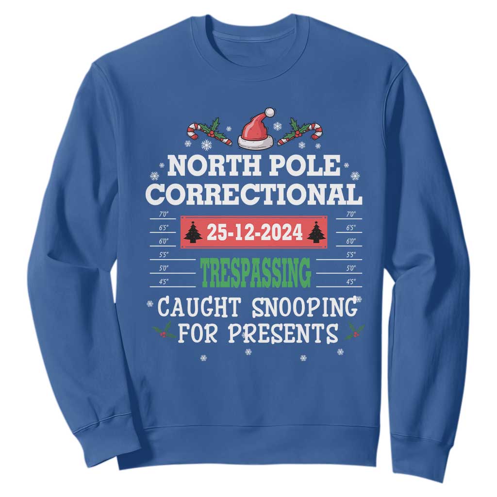 Funny Christmas Family Matching Sweatshirt North Pole Correctional Trespassing TS09 Royal Blue Print Your Wear