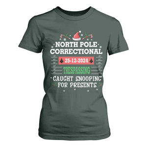 Funny Christmas Family Matching T Shirt For Women North Pole Correctional Trespassing TS09 Dark Forest Green Print Your Wear