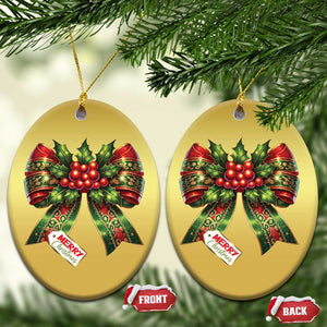 Funny Christmas Bow Present Costume Christmas Ornament TS09 Oval Gold Print Your Wear