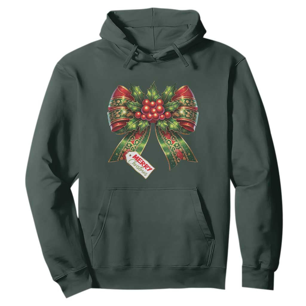 Funny Christmas Bow Present Costume Hoodie TS09 Dark Forest Green Print Your Wear
