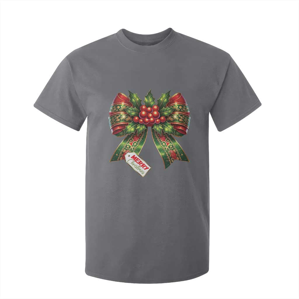 Funny Christmas Bow Present Costume T Shirt For Kid TS09 Charcoal Print Your Wear
