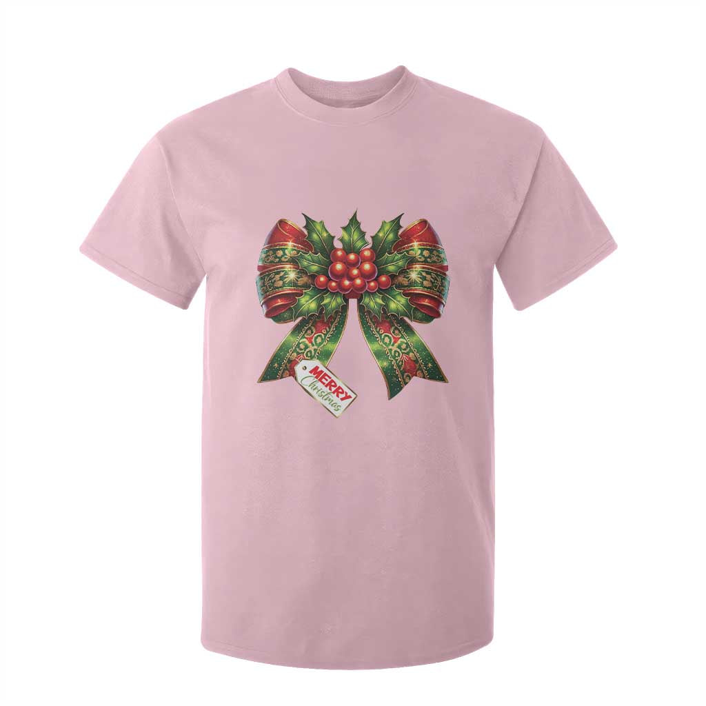 Funny Christmas Bow Present Costume T Shirt For Kid TS09 Light Pink Print Your Wear