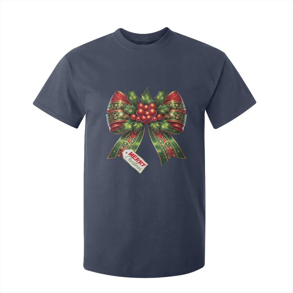 Funny Christmas Bow Present Costume T Shirt For Kid TS09 Navy Print Your Wear