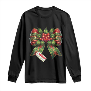 Funny Christmas Bow Present Costume Long Sleeve Shirt TS09 Black Print Your Wear