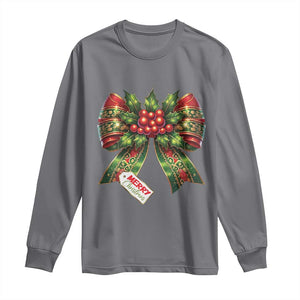 Funny Christmas Bow Present Costume Long Sleeve Shirt TS09 Charcoal Print Your Wear