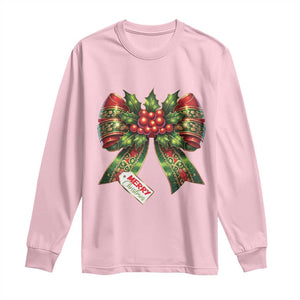 Funny Christmas Bow Present Costume Long Sleeve Shirt TS09 Light Pink Print Your Wear