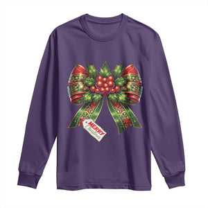 Funny Christmas Bow Present Costume Long Sleeve Shirt TS09 Purple Print Your Wear