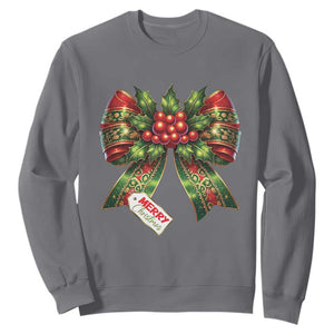 Funny Christmas Bow Present Costume Sweatshirt TS09 Charcoal Print Your Wear