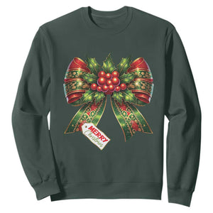 Funny Christmas Bow Present Costume Sweatshirt TS09 Dark Forest Green Print Your Wear