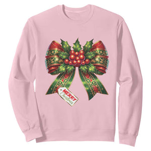 Funny Christmas Bow Present Costume Sweatshirt TS09 Light Pink Print Your Wear