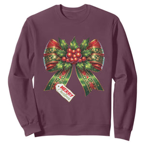 Funny Christmas Bow Present Costume Sweatshirt TS09 Maroon Print Your Wear