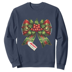 Funny Christmas Bow Present Costume Sweatshirt TS09 Navy Print Your Wear