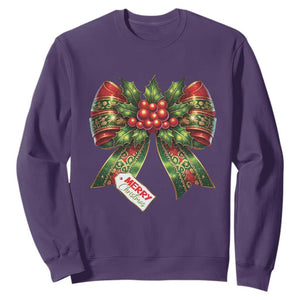 Funny Christmas Bow Present Costume Sweatshirt TS09 Purple Print Your Wear