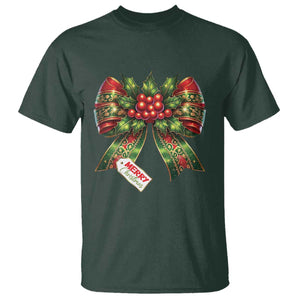 Funny Christmas Bow Present Costume T Shirt TS09 Dark Forest Green Print Your Wear