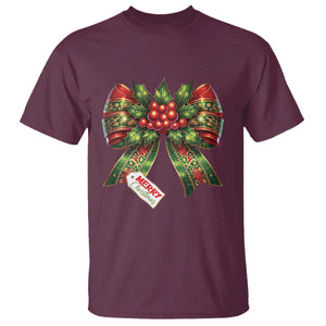 Funny Christmas Bow Present Costume T Shirt TS09 Maroon Print Your Wear