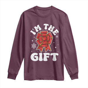 Funny Christmas Present Costume Long Sleeve Shirt I Am The Gift TS09 Maroon Print Your Wear