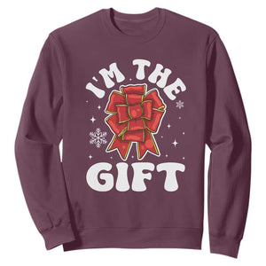 Funny Christmas Present Costume Sweatshirt I Am The Gift TS09 Maroon Print Your Wear