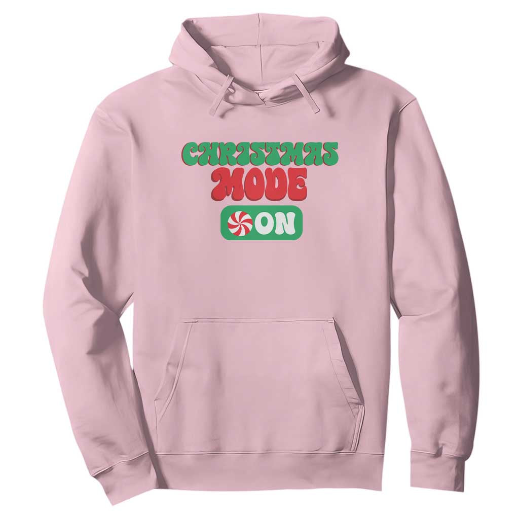 Funny Christmas Mode On Hoodie TS09 Light Pink Print Your Wear