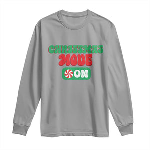 Funny Christmas Mode On Long Sleeve Shirt TS09 Sport Gray Print Your Wear