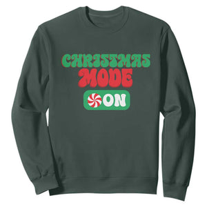 Funny Christmas Mode On Sweatshirt TS09 Dark Forest Green Print Your Wear