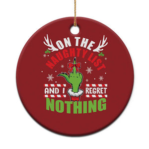 Funny Xmas Christmas Ornament On The List Of Naughty And I Regret Nothing TS09 Print Your Wear