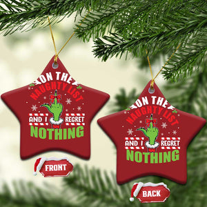 Funny Xmas Christmas Ornament On The List Of Naughty And I Regret Nothing TS09 Star Red Print Your Wear