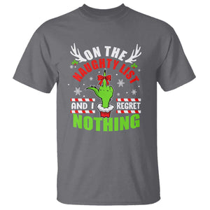 Funny Christmas T Shirt On The List Of Naughty And I Regret Nothing TS09 Charcoal Print Your Wear