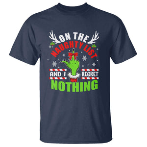 Funny Christmas T Shirt On The List Of Naughty And I Regret Nothing TS09 Navy Print Your Wear