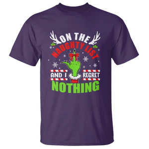 Funny Christmas T Shirt On The List Of Naughty And I Regret Nothing TS09 Purple Print Your Wear