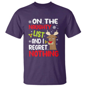 Funny Christmas T Shirt On The List Of Naughty And I Regret Nothing Reindeer TS09 Purple Print Your Wear