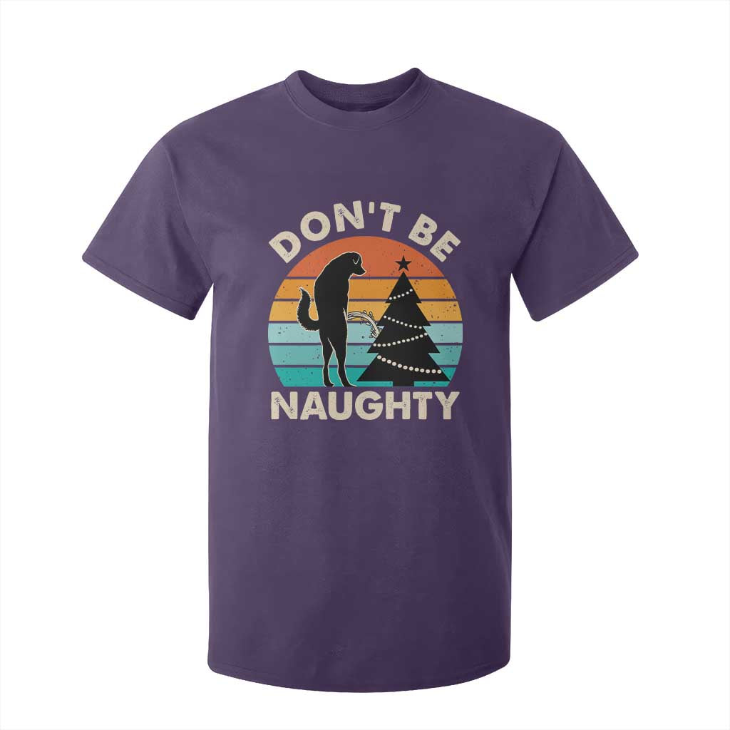 Funny Xmas T Shirt For Kid Don't Be Naughty Dog Peeing Christmas Tree TS09 Purple Print Your Wear