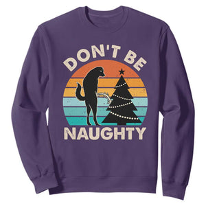 Funny Xmas Sweatshirt Don't Be Naughty Dog Peeing Christmas Tree TS09 Purple Print Your Wear