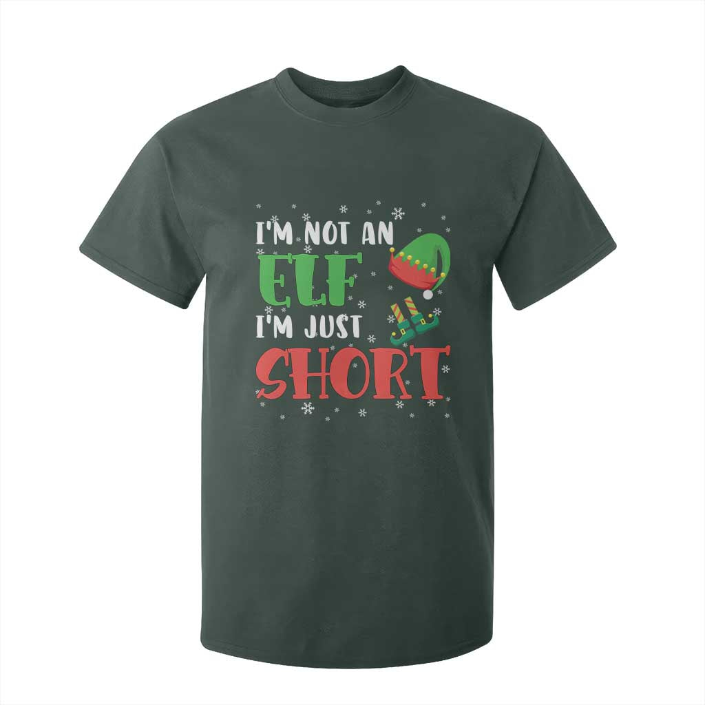 Funny Christmas T Shirt For Kid Im Not An Elf Just Short TS09 Dark Forest Green Print Your Wear